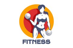 Colored Fitness Logo Design with Woman holds Dumbbells Product Image 1