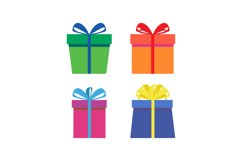 Colored gift box set in flat design vector Product Image 1