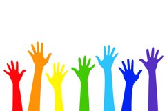 Colorful Diverse Hands Raised Up Product Image 1