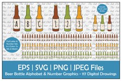 Beer Bottle Alphabet Letter &amp; Number Vector Clipart Set Product Image 1