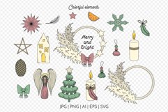 Neutral Boho Christmas Illustrations. Clipart & Patterns Set Product Image 3