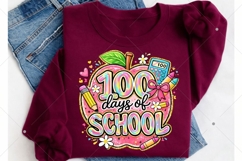 Colorful 100 Days Of School png, Preppy School Design Png Product Image 3