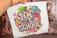 Colorful 100 Days Of School png, Preppy School Design Png Product Image 5