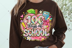 Colorful 100 Days Of School png, Preppy School Design Png Product Image 6