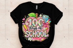 Colorful 100 Days Of School png, Preppy School Design Png Product Image 7
