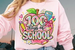 Colorful 100 Days Of School png, Preppy School Design Png Product Image 9
