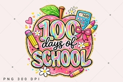 Colorful 100 Days Of School png, Preppy School Design Png Product Image 1