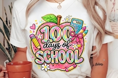 Colorful 100 Days Of School png, Preppy School Design Png Product Image 2