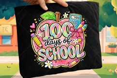 Colorful 100 Days Of School png, Preppy School Design Png Product Image 4