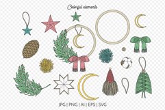 Nordic Boho Christmas Illustrations. Clipart & Pattern Set Product Image 3