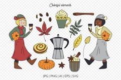 Autumn Coffee Illustration, Fall Character. Clipart, Pattern Product Image 3