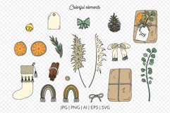 Boho Christmas Illustrations Clipart & Patterns Bundle SVG Product Image 3