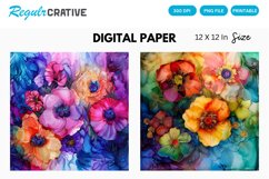 Colorful Alcohol Ink Floral Digital Paper Product Image 1