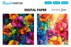 Colorful Alcohol Ink Floral Digital Paper Product Image 1