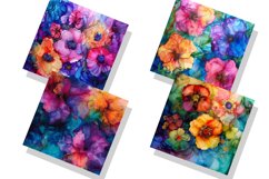 Colorful Alcohol Ink Floral Digital Paper Bundle Product Image 3