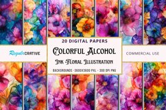 Colorful Alcohol Ink Floral Digital Paper Bundle Product Image 1