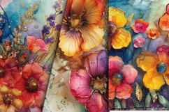 Alcohol Ink Flowers And Glitter Digital Paper Bundle Product Image 5