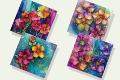 Alcohol Ink Flowers And Glitter Digital Paper Bundle Product Image 3