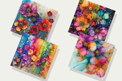 Alcohol Ink Flowers And Glitter Digital Paper Bundle Product Image 2