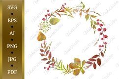 Autumn wreath with leaves and berries. SVG. EPS Product Image 1