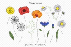 Meadow Wildflowers SVG Vector Clipart & Patterns Product Image 5