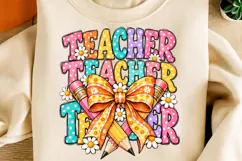 Colorful Back to School Pencil & Bow PNG Product Image 2