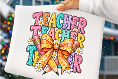 Colorful Back to School Pencil & Bow PNG Product Image 5