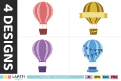 Cute hot air balloon illustrations designed for kids invitations and printable projects.