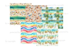 Colorful Beach Digital Papers, Summer Seamless Pattern, GlamArtZhanna, Palm Digital Paper, Seascapes Paper, Beach Pattern, Tropical Paper, Summer Paper Set, Beach Background, Rainbow Paper