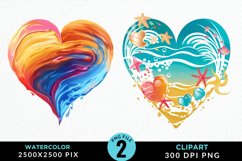 Colorful Beach Heart Artwork Clipart Product Image 1