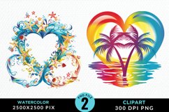 Colorful Beach Heart Artwork Clipart Product Image 1