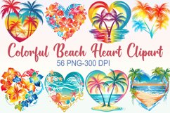 Colorful Beach Heart Clipart Bundle Product Image 1