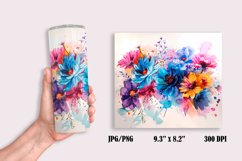 Colorful Beautiful Flowers Tumbler Wrap Sublimation Design Product Image 2