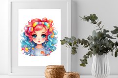 Colorful Beautiful Girl Watercolor Clipart Bundle Product Image 3