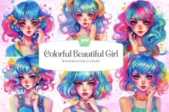 Colorful Beautiful Girl Sublimation Clipart Product Image 1