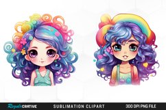 Colorful Beautiful Girl Sublimation PNG Clipart Product Image 1