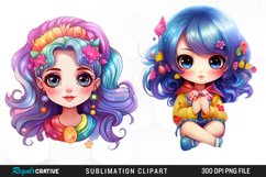 Colorful Beautiful Girl Sublimation PNG Clipart Product Image 1