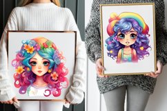 Colorful Beautiful Girl Watercolor Clipart Bundle Product Image 6