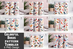 Colorful Birds Pattern Sublimation Tumbler Design Product Image 1