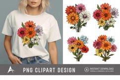 Watercolor Colorful Birth Month Flower Clipart Product Image 1