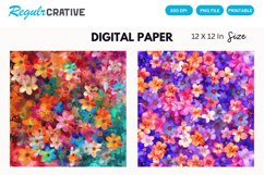 Colorful Blossom Flowers Seamless Digital Paper Product Image 1