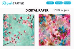 Colorful Blossom Flowers Seamless Digital Paper Product Image 1