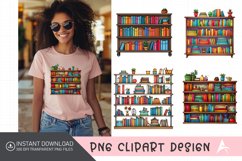 Watercolor Colorful Bookshelf Clipart Product Image 1