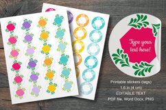 Colorful Botanical Hex Small Summer Round Labels 24 per Paper