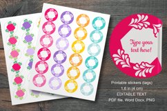 Colorful Botanical Hex Small Summer Round Labels 24 per Paper