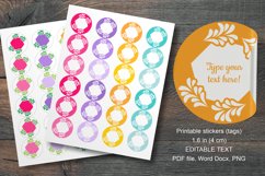 Colorful Botanical Hex Small Summer Round Labels 24 per Paper