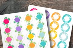 Colorful Botanical Hex Small Summer Round Labels 24 per Paper