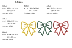 Colorful Bows Outline Embroidery Design - Machine Embroidery Product Image 2
