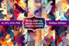 Colorful paint brush strokes digital papers, abstract art Product Image 1