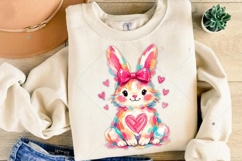 Colorful Bunny Coquette PNG,Brushstroke Easter Bunny PNG Product Image 7